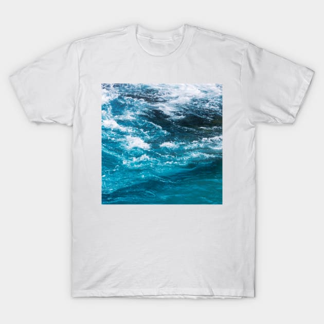 Tuquoise Blue Ocean Waves T-Shirt by DyrkWyst